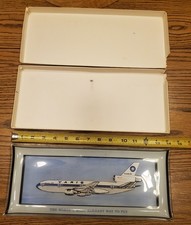 Vintage VARIG DC-10 Glass Trinket Tray Airline Souvenir picture
