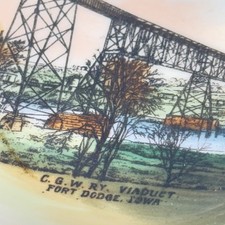 FORT DODGE, IOWA IA Antique C.G.W. RY VIADUCT Trinket SOUVENIR PLATE DISH picture