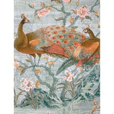 Vintage 1979 Atelier Originals Peacock Chinoiserie Fabric 3.4 Yd Beautiful OOP picture