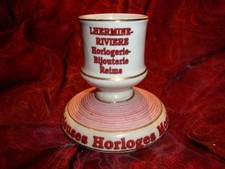 French Style Pyrogene Advertising Clock Bar Matches Match Striker Holder Porcela picture