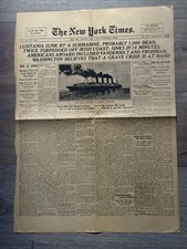 May 8, 1915 World War I, Lusitania Sunk by German submarine torpedo, 1,000 dead. picture