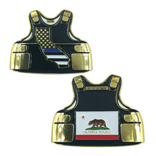 D-005 California LEO Thin Blue Line Police Body Armor State Flag Challenge Coins picture
