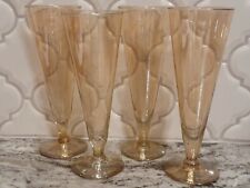 GORGEOUS Set of 4 Handblown ART GLASS Champagne FLUTES Flute Iridescent GLASSES picture