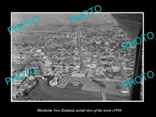 OLD LARGE HISTORIC PHOTO BLENHEIM NEW ZEALAND AERIAL VIEW OF THE TOWN c1950 1 picture