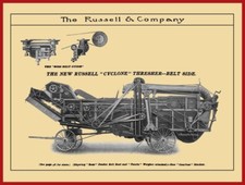 1908 Russell Cyclone Thresher NEW Metal Sign: 12x16