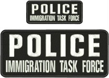 POLICE I T F embroidery patch 10x4 and 5x2 hook on back BLK/WHITE picture