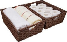 Large Wicker Storage Basket, Metal Frame, Set of 2, Washable Waterproof, 15