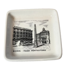 Albergo Nazionale Vintage Ashtray Rome ITALY Souvenir Porcelain Dish picture