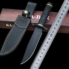 Portable Outdoor Fixed Blade Knife 1095 Steel With Leather Sheath Survival Tool picture
