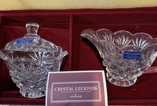 Crystal Legends By Godinger Cream & Sugar Set w/ Tray | In A Velvet Case | NEW picture