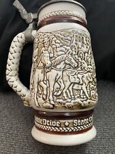1980 Avon Beer Stein Cowboy Roping Chuckwagon Cattle Drive Stage Coach picture