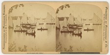 MINNESOTA STEREOVIEW - White Bear Lake Sailboats - WH Illingworth 1870s picture