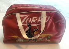 Vintage 1950's Zorro Red Vinyl Lunchbox Rearing Horse picture