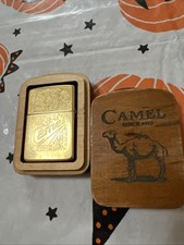 Zippo Western Camel Double Sided 22k Gold Plated Lighter 1996 Preowned New Open picture