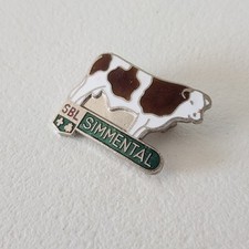 Vintage SIMMENTAL Cattle Breed Lapel Hat Jacket Pin SBL picture