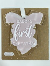 Mud Pie Baby’s 1st Christmas Ornament Pink Hanging Bodysuit Girl picture