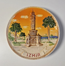 Izmir Turkey Clock Tower Souvenir Wall Plate MYROS 3D Relief Ceramic Decor picture