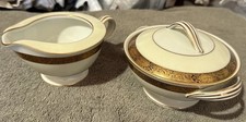 Vtg. Noritake Goldkin 5675 Lidded Sugar Bowl & Creamer picture