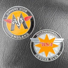 2X Badge vintage BSA AJS matchless owner club badge emblem placca plakette LG655 picture