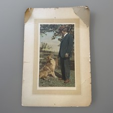 Antique c1940 Alex Waddell w Dog Identified Photo Portrait Genealogy 12x17 picture