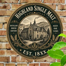 Highland Single Malt Scotch Whisky Inspired Metal Sign Pub Wall Decor picture