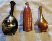 Vintage Japanese Vase Lot of 3 – Mixed Metal Pagoda, Toyo Porcelain, OMC Gold picture