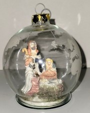 Vintage House of Lloyd 1993 Nativity Glass Ornaments Set 3 w/ Boxes No Stand picture