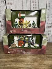 2-Holiday Time Village Collectibles Christmas Slide With Children Village picture