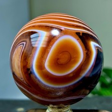 169G Natural red stripe agate sphere Crystal Ball Madagascar mineral picture