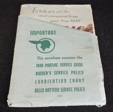 1949 PONTIAC ORIGINAL LITERATURE Lubrication Chart Service Policy, Service Guide picture