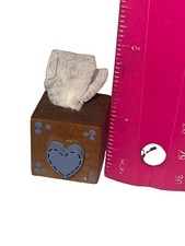 Vintage Miniature Dollhouse Wood Tissue Box With Heart  picture
