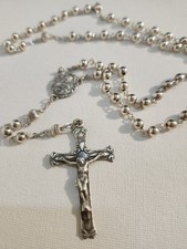 Vintage Catholic Rosary Sterling Silver / 17