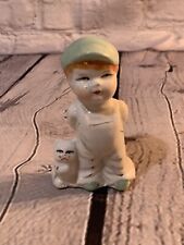 Vintage Staffordshire Porcelain Boy With Dog/cat Figurine 1940s-great condition picture
