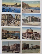 8 Vintage Italy Postcards 1910s-1920s Palermo Sicily & Naples Landmarks picture