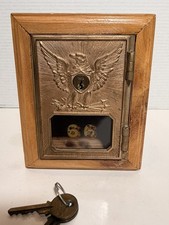 Antique USPS P O Post Office Postal Box Door Bank With Key #66 handcrafted picture