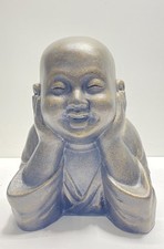 Reclining Baby Buddha Statue 22 Inch Little Monk Figurine Bronze Finish Garden picture