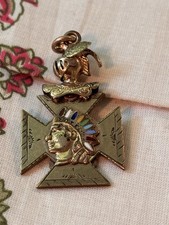Vintage FOE Fraternal Order Eagles Knight Fob Charm Enamel Indian Head 7.28g picture