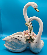 Capodimente Porcelain Twin Swan Planter - Made in Italy and Accented in 24K Gold picture