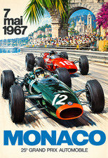 1967 Monaco Grand Prix Vintage Racing Poster Classic Formula 1 Auto Poster 13x19 picture