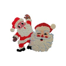 Vintage Melted Plastic Popcorn Santa Popcorn Christmas Decor Set Of 2 picture