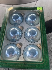 SIX Krebs Christmas Glass Ball Ornaments Kristen Blue 2.5