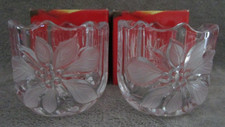 VTG Mikasa/Festive Poinsettia Crystal Votive Candleholders /WY350/610 / Set of 2 picture