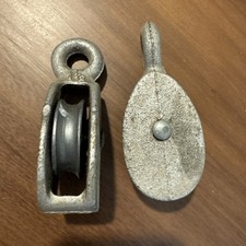 2 VTG 1950s Cast Aluminum Small 1/2 Inch Wide Pulley 3.5