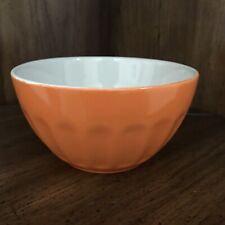 Bright Orange Denmark Stoneware 1/2 Quart Mixing Bowl Smooth Rim Vertical Ribbed picture