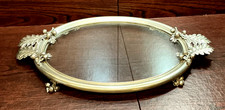 VAGABOND HOUSE FOOTED PEWTER ACORN AND OAK LEAF OVAL GLASS TRAY picture