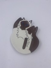 Cats By Nina Lyman Brown White Cat with Blue Eyes Spoon Rest/ Trinket Dish picture