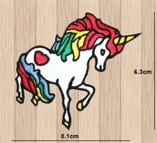 Rainbow Unicorn Embroidered Patch Iron On Sew On Horse Heart Badge Applique Logo picture