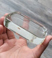 Vintage Clear Thick Heavy Glass  Rectangle Soap Dish Holder Round Corners GUC picture