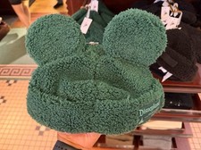 New 2026 Disneyland Mickey Mouse Green Fuzzy Sherpa Ear Hat Cap Adult picture