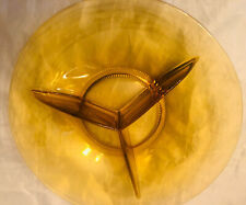 Unique Divided Dish Amber Glass Vintage Bowl Tray 11